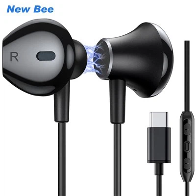 Черни магнитни USB C кабелни слушалки